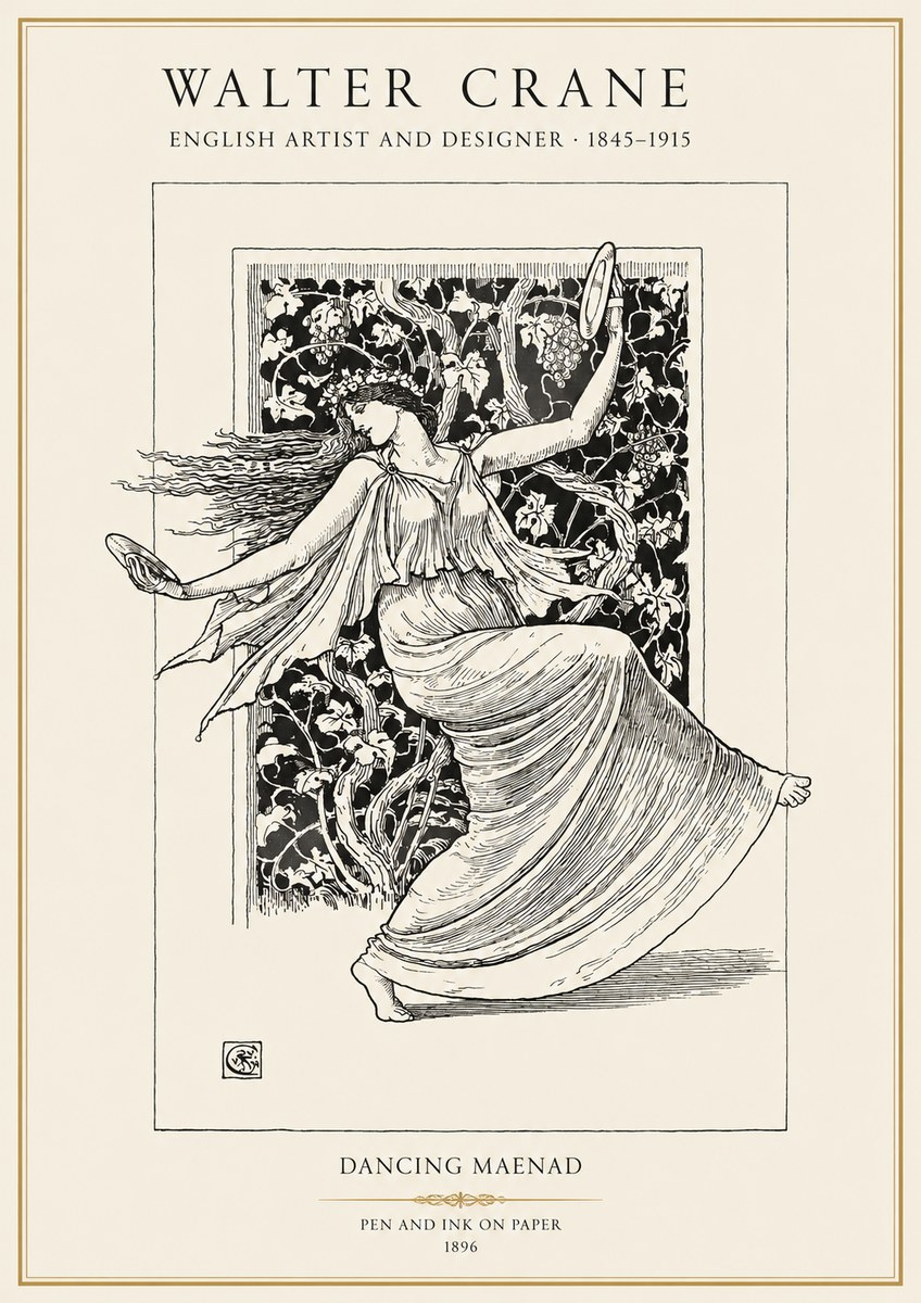 Walter Crane Dancing Maenad No1 - Affiche