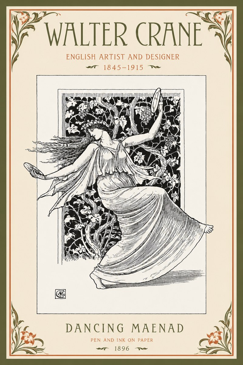 Walter Crane Dancing Maenad No2 - Affiche