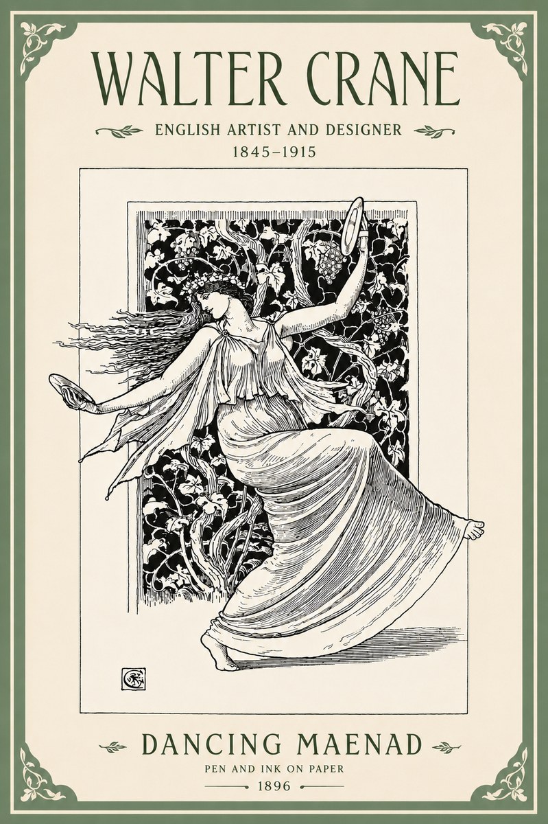 Walter Crane Dancing Maenad No4 - Affiche
