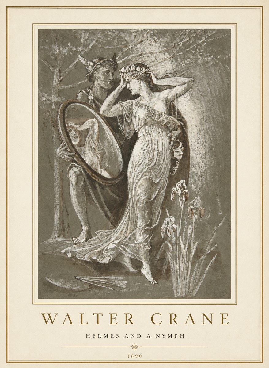 Walter Crane Hermes and a Nymph No1 - Affiche