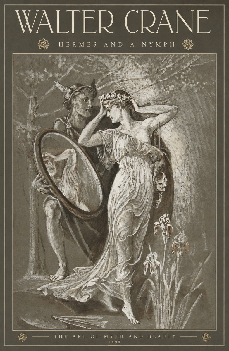 Walter Crane Hermes and a Nymph No2 - Affiche