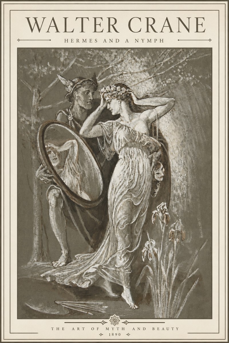 Walter Crane Hermes and a Nymph No3 - Affiche