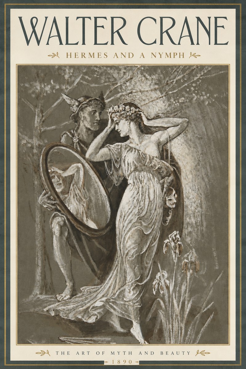 Walter Crane Hermes and a Nymph No4 - Affiche