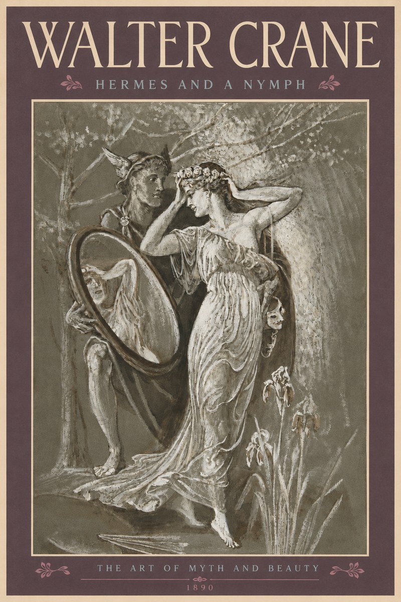 Walter Crane Hermes and a Nymph No5 - Affiche