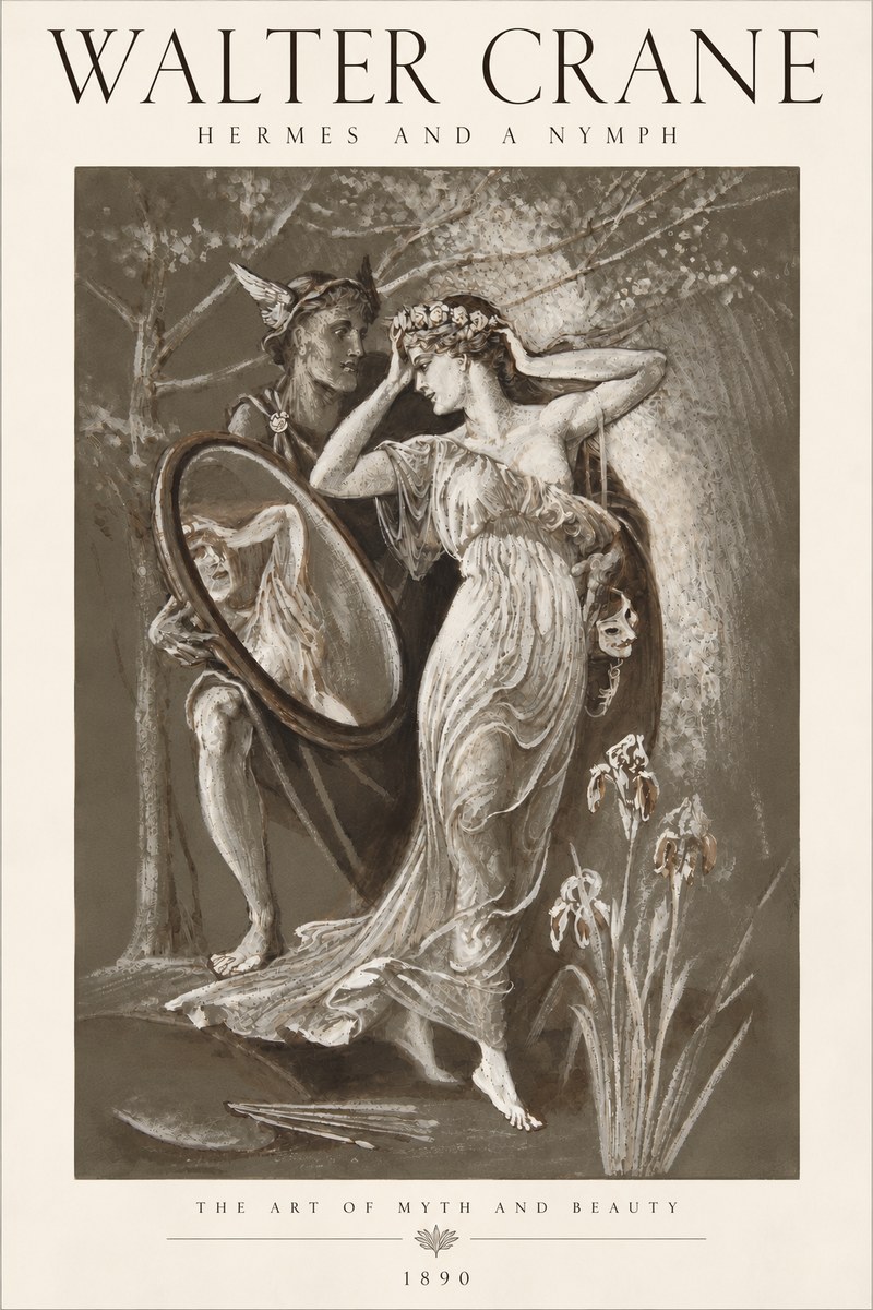 Walter Crane Hermes and a Nymph No6 - Affiche