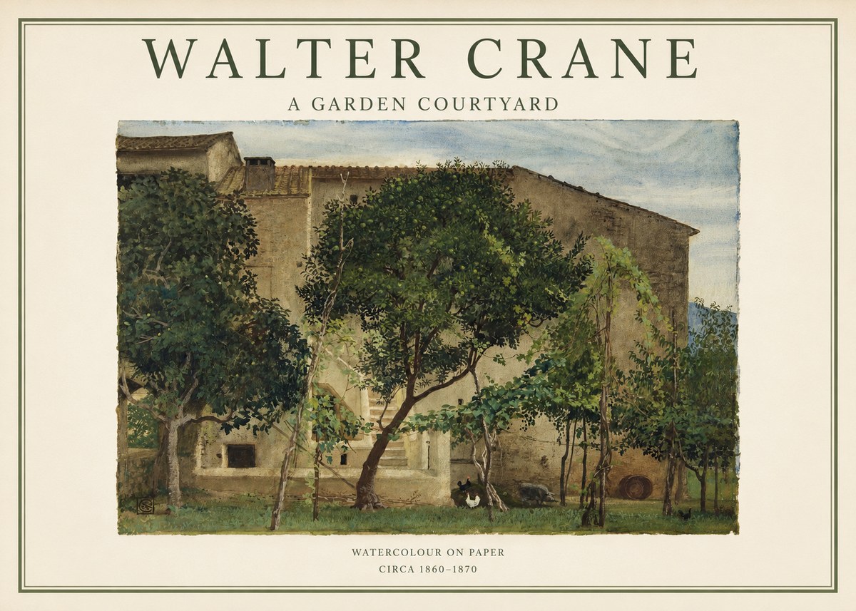 Walter Crane A Garden Courtyard No1 - Affiche