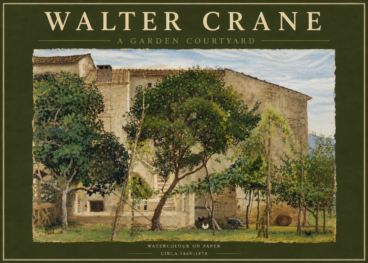 Walter Crane A Garden Courtyard No4 - Affiche