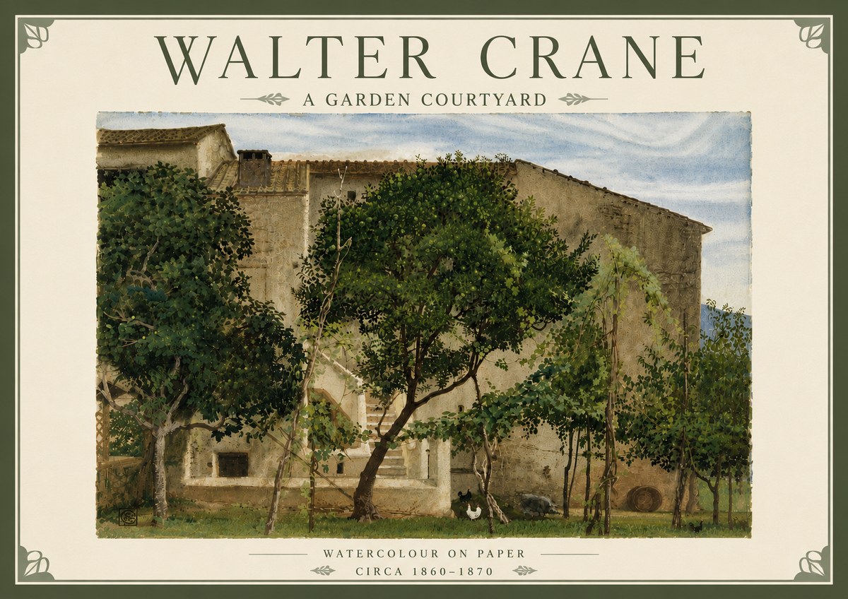 Walter Crane A Garden Courtyard No6 - Affiche