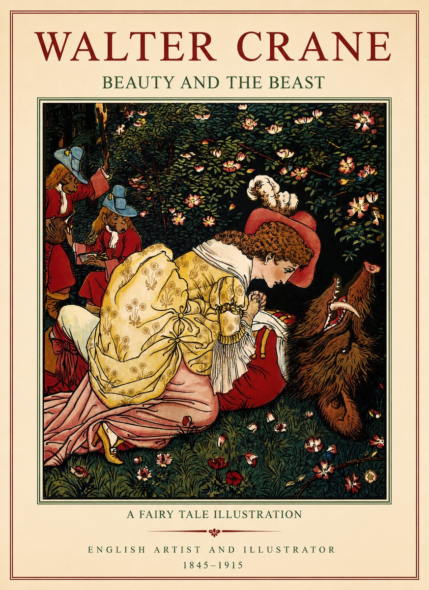 Walter Crane Beauty and the Beast No1 - Affiche