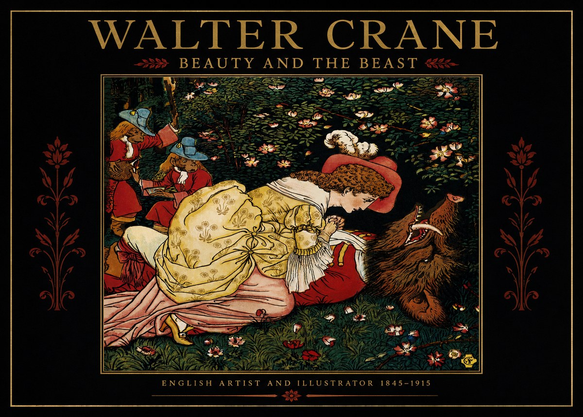 Walter Crane Beauty and the Beast No2 - Affiche