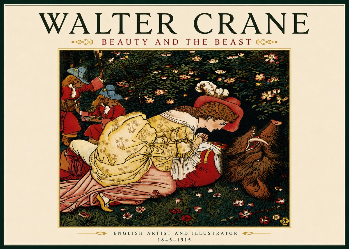 Walter Crane Beauty and the Beast No3 - Affiche