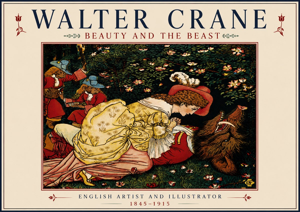 Walter Crane Beauty and the Beast No5 - Affiche