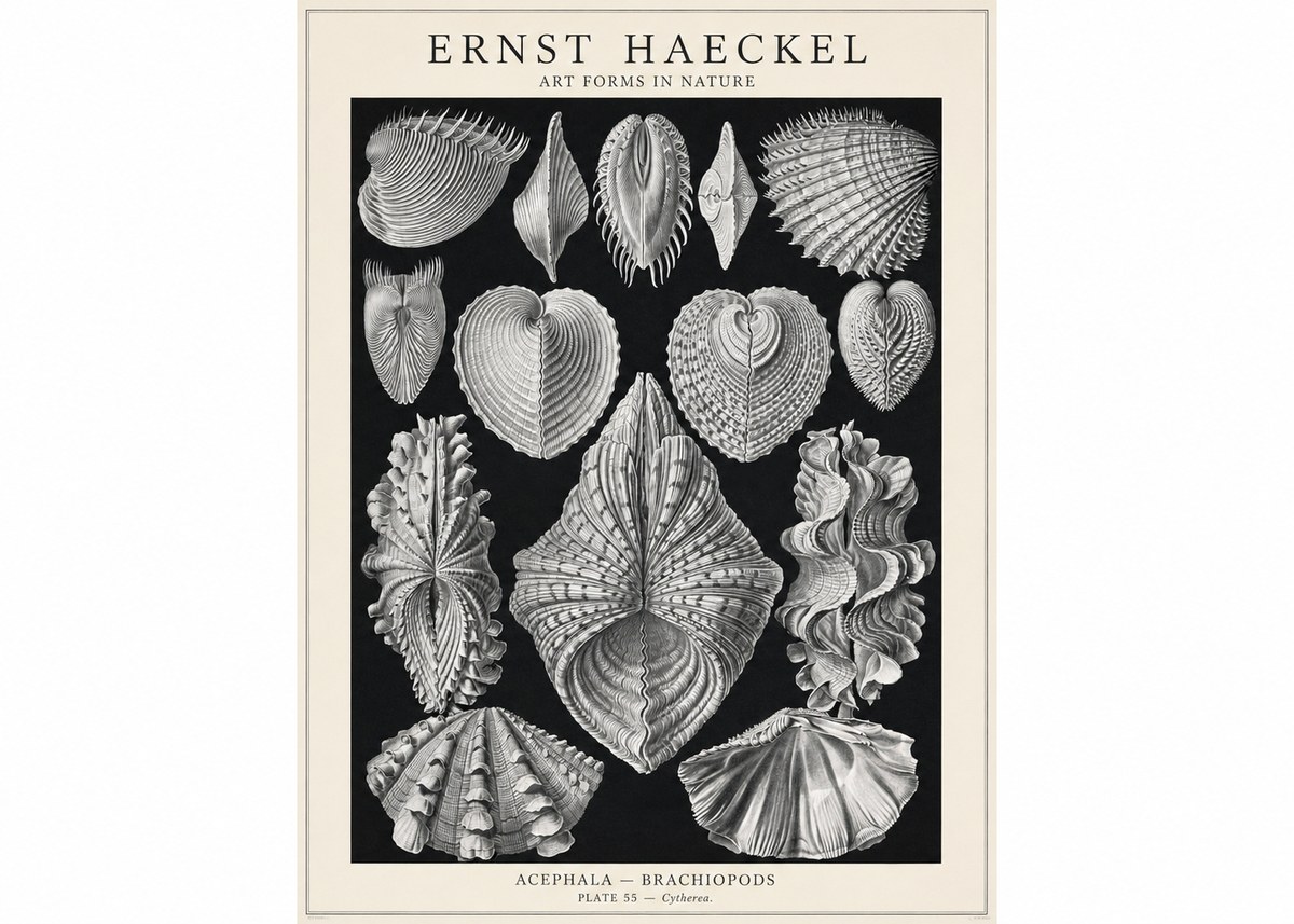 Ernst Haeckel Acephala — Brachiopods Plate 55 — Cytherea. No1 - Affiche