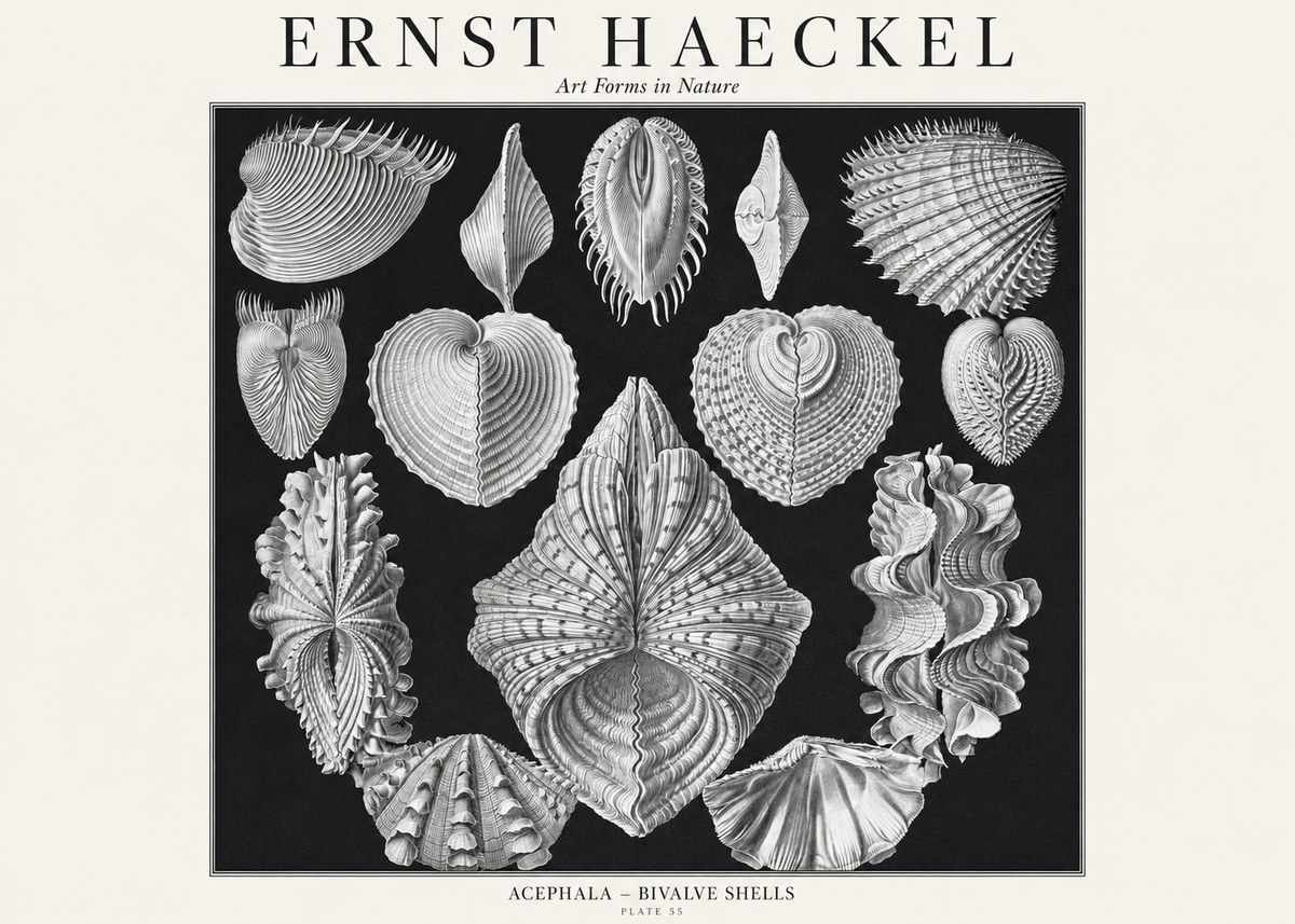 Ernst Haeckel Acephala — Brachiopods Plate 55 — Cytherea. No3 - Affiche