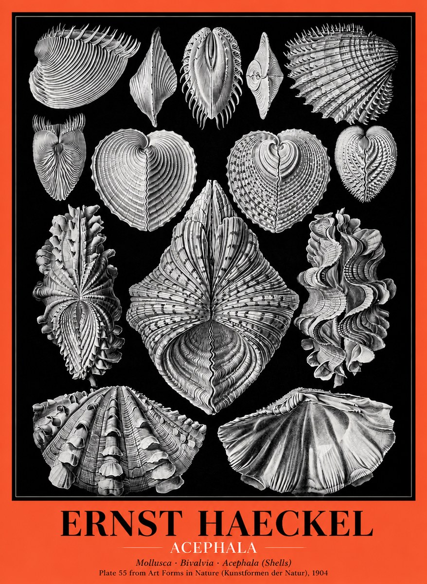 Ernst Haeckel Acephala — Brachiopods Plate 55 — Cytherea. No5 - Affiche