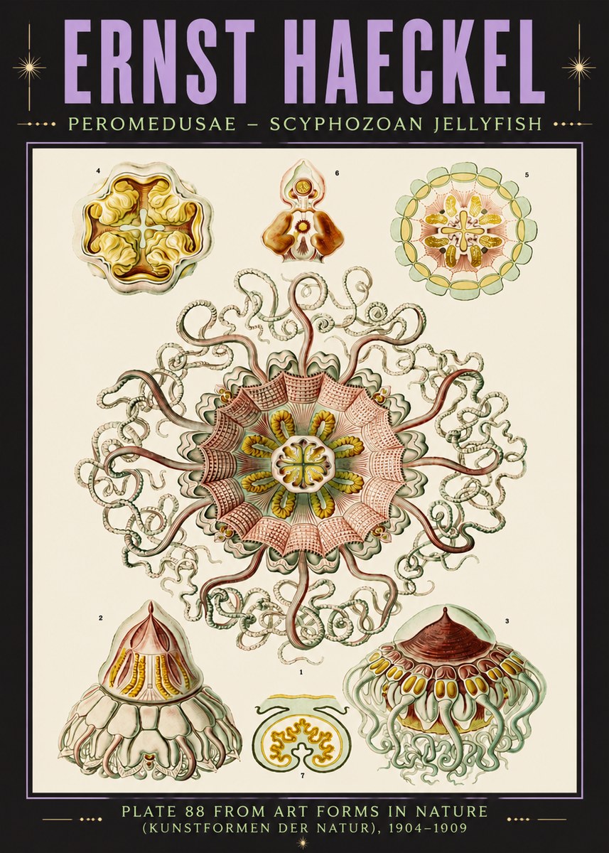 Ernst Haeckel Peromedusae – Discomedusae No6 - Affiche