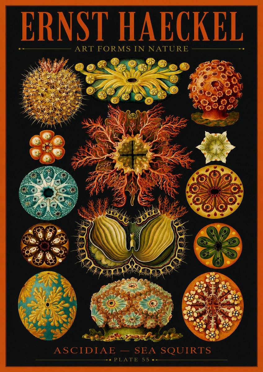 Ernst Haeckel Ascidiae — Sea Squirts No2 - Affiche