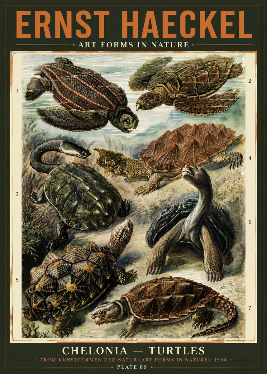 Ernst Haeckel Chelonia - Turtles No5 - Affiche
