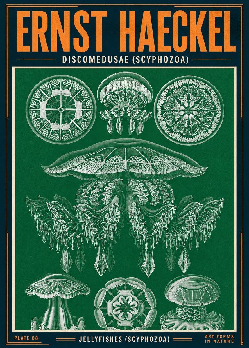 Ernst Haeckel Discomedusae (Scyphozoa) Plate 88 No4 - Affiche