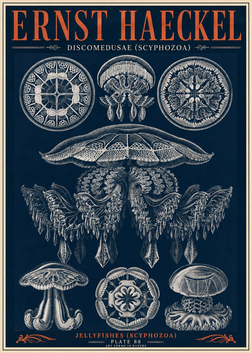 Ernst Haeckel Discomedusae (Scyphozoa) Plate 88 No6 - Affiche