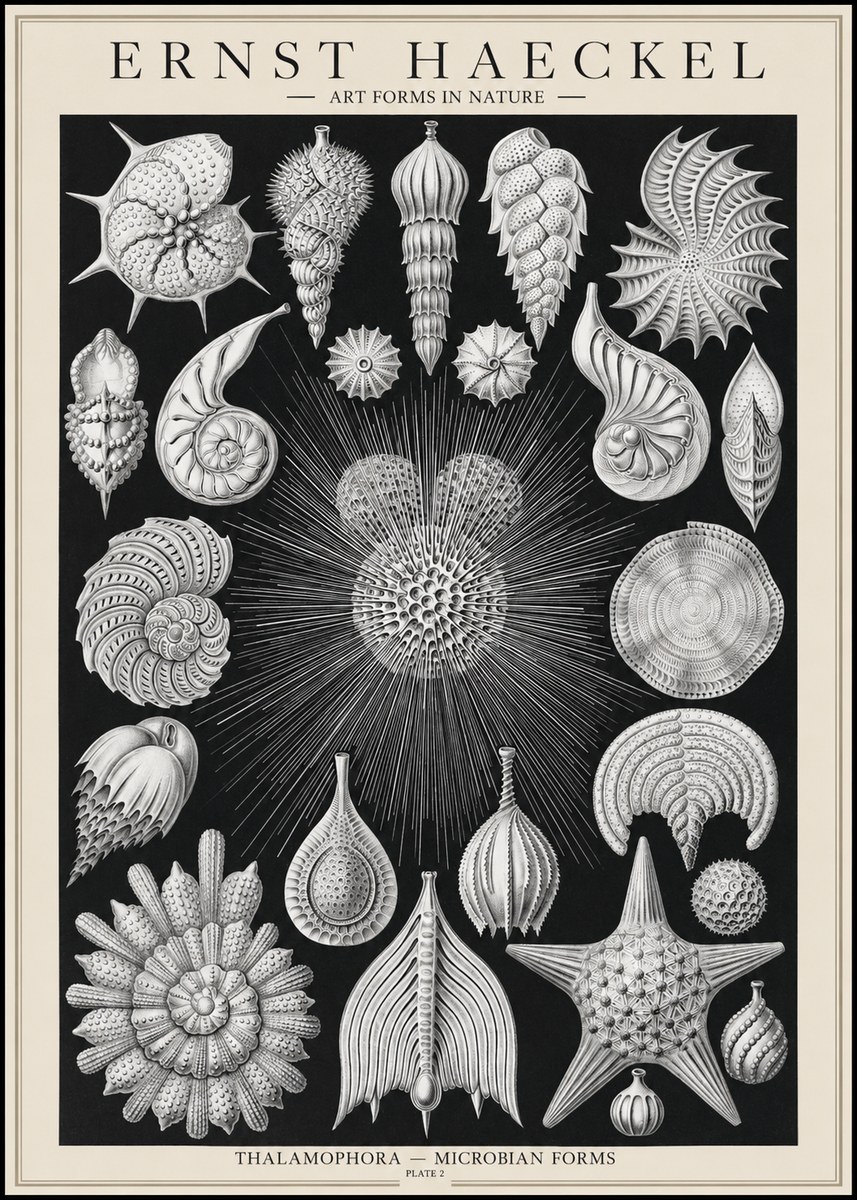 Ernst Haeckel Thalamophora - Microbian Forms - Plate 2 No1 - Affiche