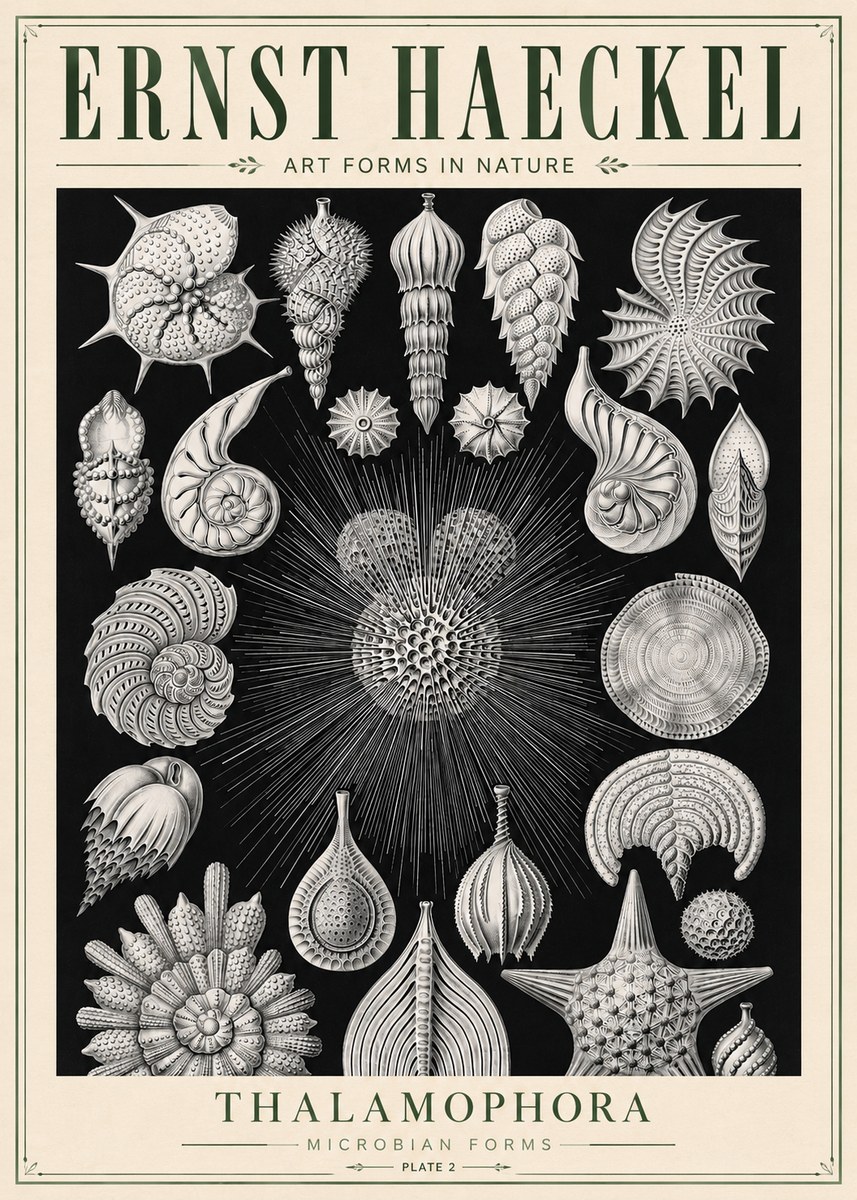 Ernst Haeckel Thalamophora - Microbian Forms - Plate 2 No5 - Affiche