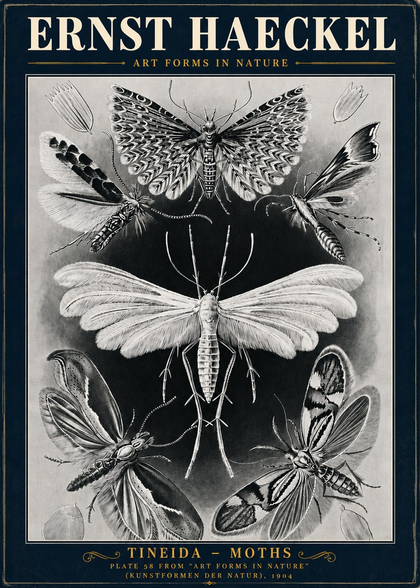 Ernst Haeckel Tineida - Moths No5 - Affiche