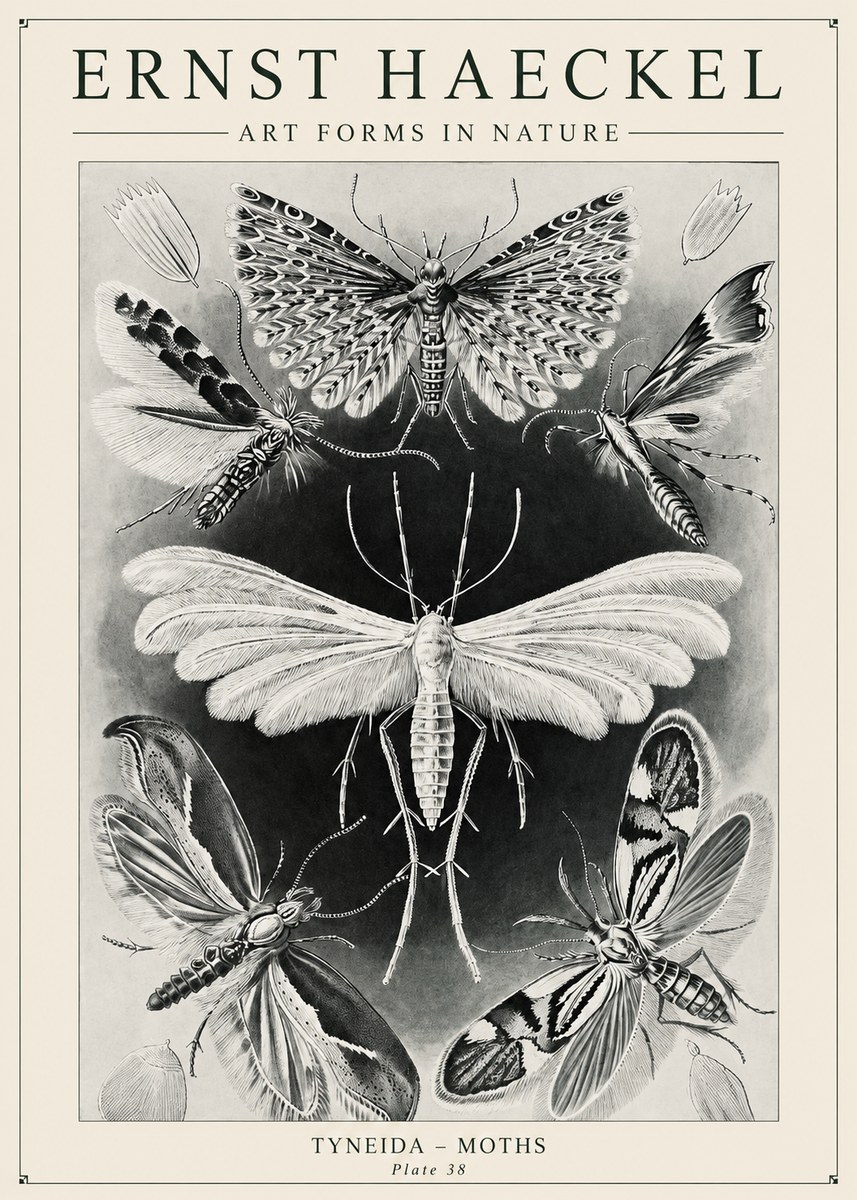Ernst Haeckel Tineida - Moths No6 - Affiche