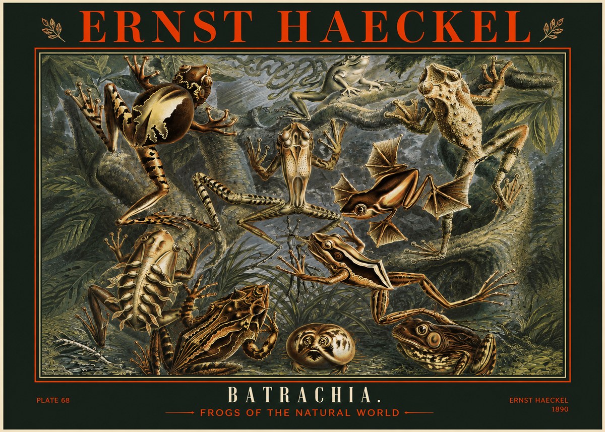 Ernst Haeckel Frogs of the Natural World No2 - Affiche