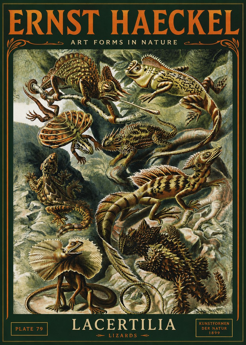 Ernst Haeckel Lacertilia Lizards No4 - Affiche