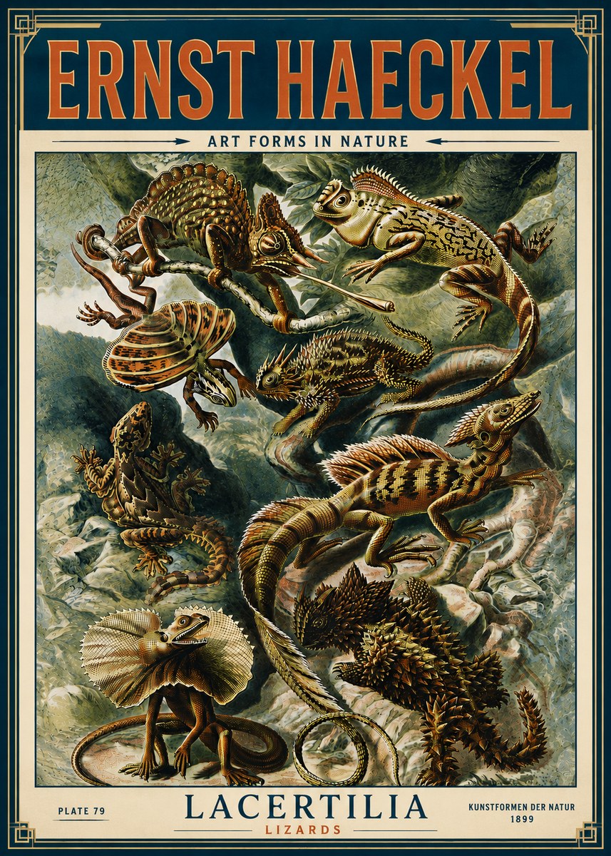 Ernst Haeckel Lacertilia Lizards No6 - Affiche