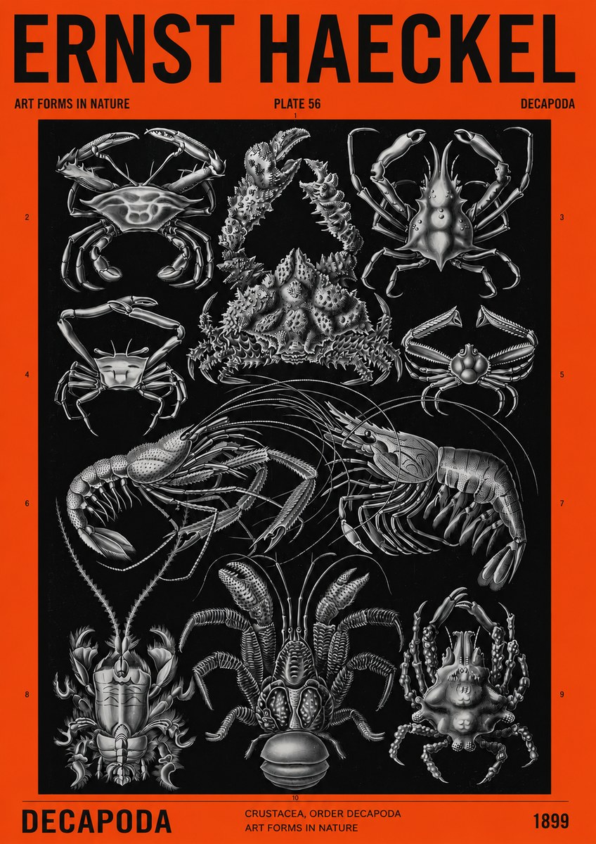 Ernst Haeckel Decapoda Brachyura and Macrura Plate 86 No4 - Affiche