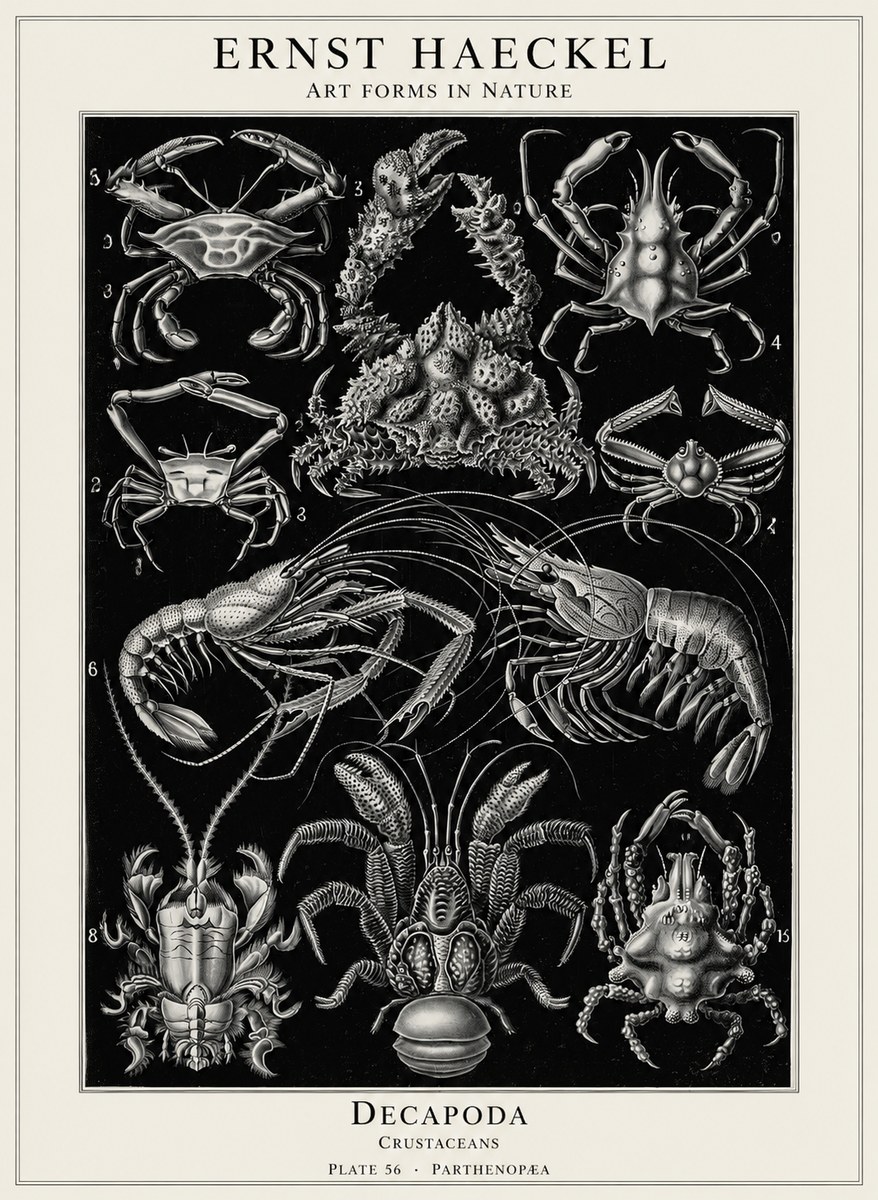 Ernst Haeckel Decapoda Brachyura and Macrura Plate 86 No5 - Affiche
