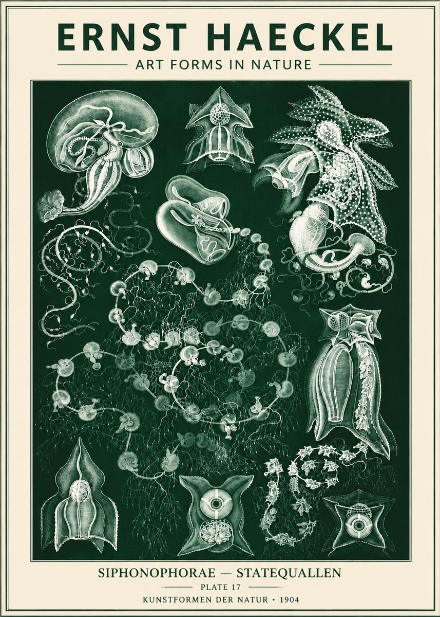 Ernst Haeckel Siphonophorae. — Statequallen. Plate 17 No6 - Affiche
