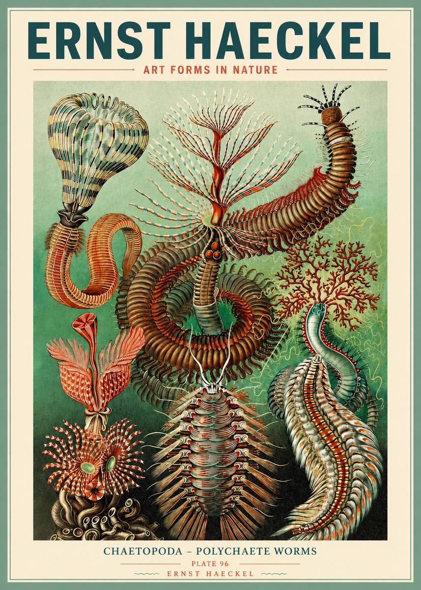 Ernst Haeckel Chaetopoda – Polychaete Worms No3 - Affiche