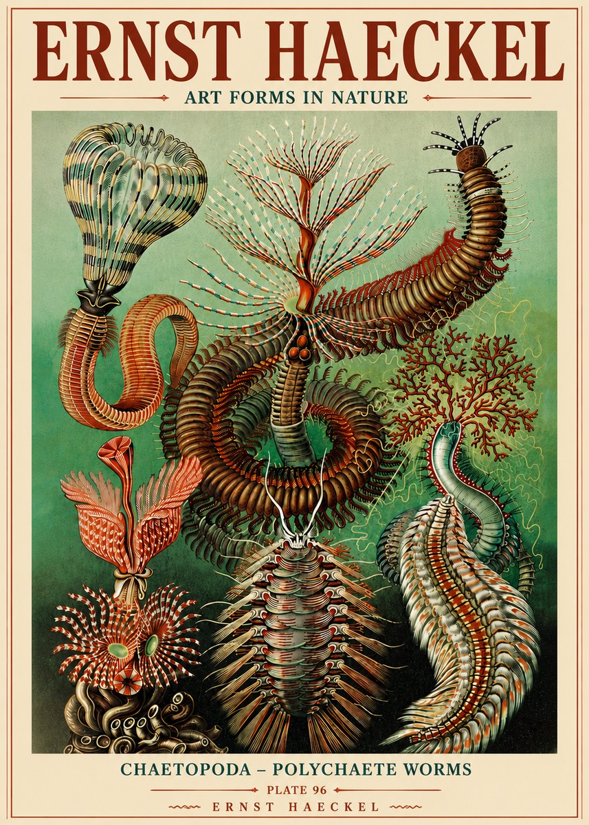 Ernst Haeckel Chaetopoda – Polychaete Worms No6 - Affiche