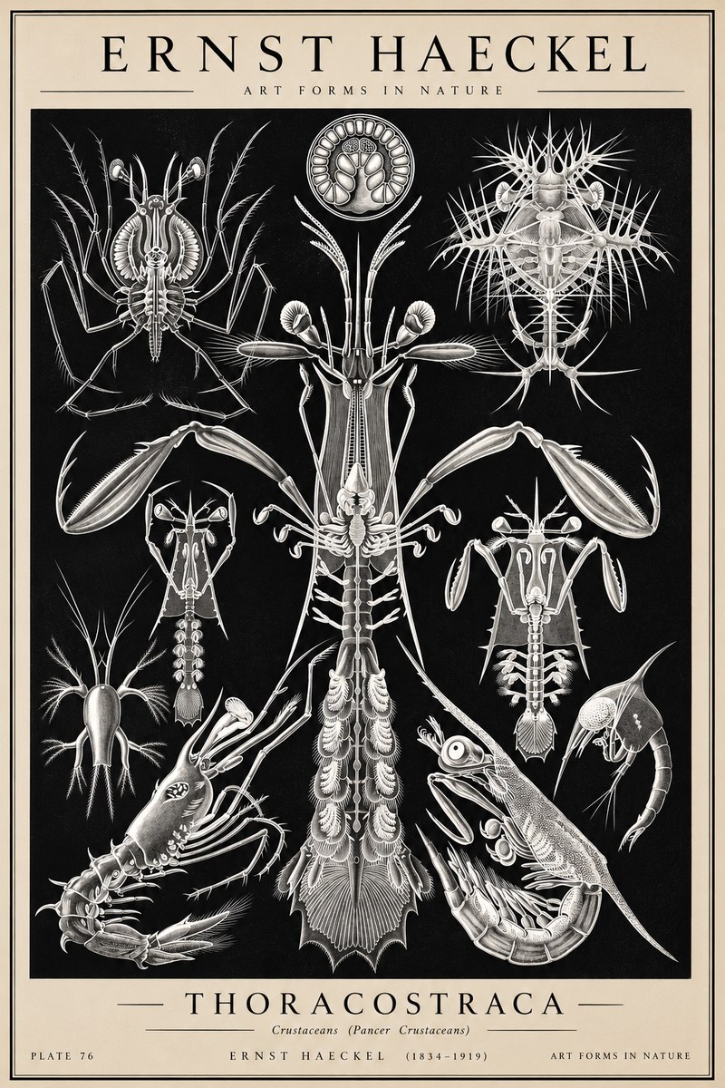 Ernst Haeckel Thoraocostraca - Crustaceans - Plate 76 No2 - Affiche