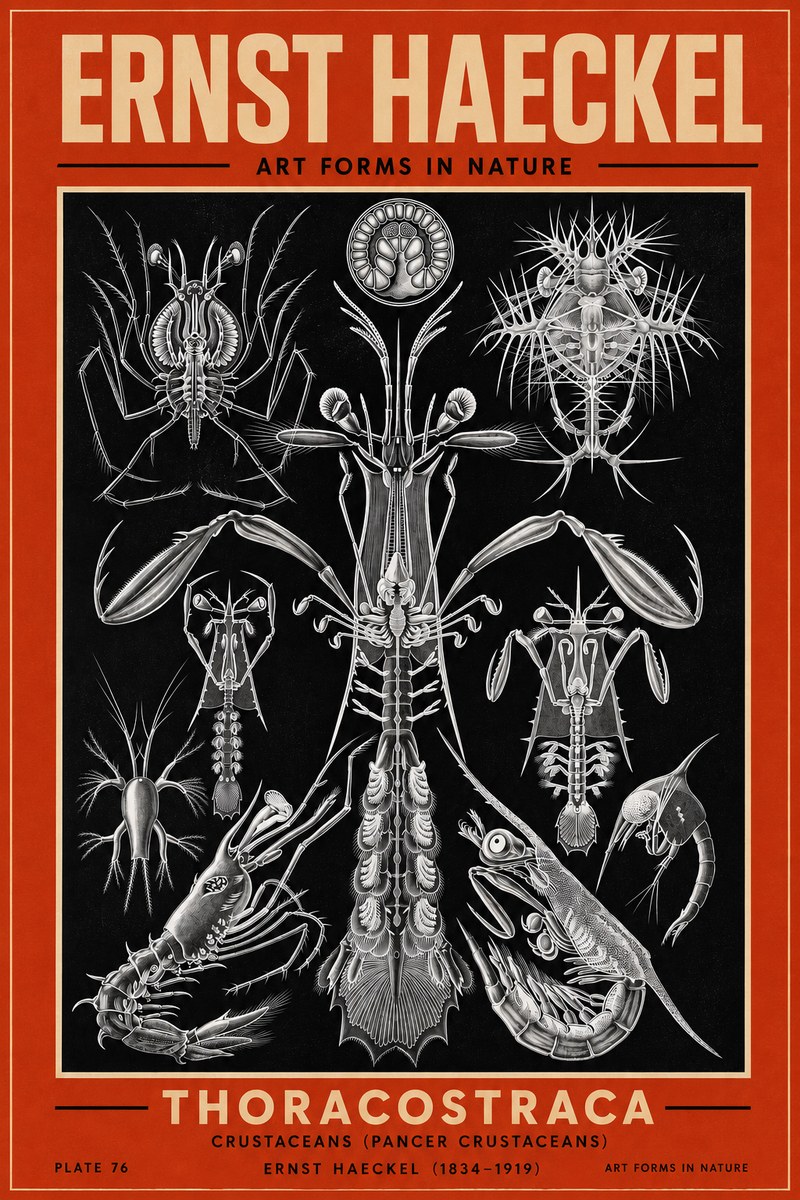 Ernst Haeckel Thoraocostraca - Crustaceans - Plate 76 No3 - Affiche