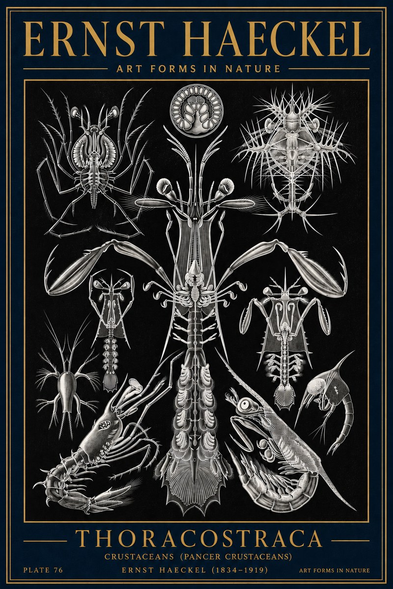 Ernst Haeckel Thoraocostraca - Crustaceans - Plate 76 No4 - Affiche