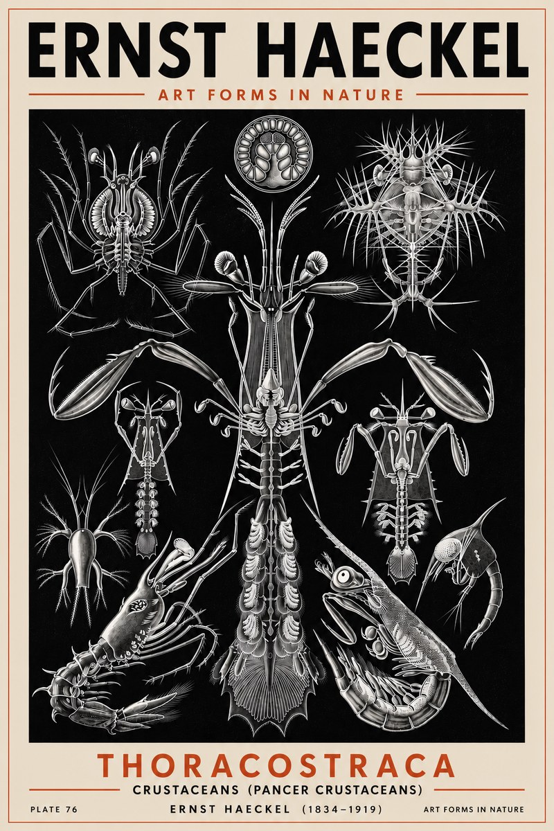 Ernst Haeckel Thoraocostraca - Crustaceans - Plate 76 No5 - Affiche