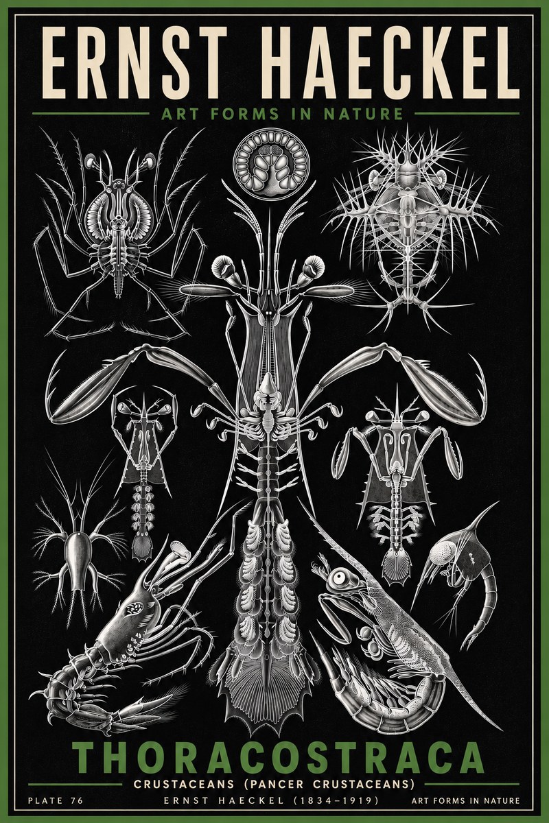 Ernst Haeckel Thoraocostraca - Crustaceans - Plate 76 No6 - Affiche