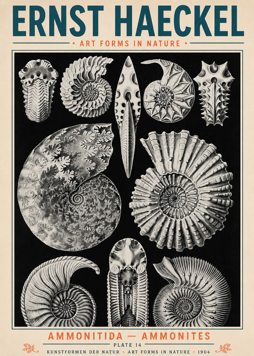 Ernst Haeckel Ammonitida - Ammonites No5 - Affiche