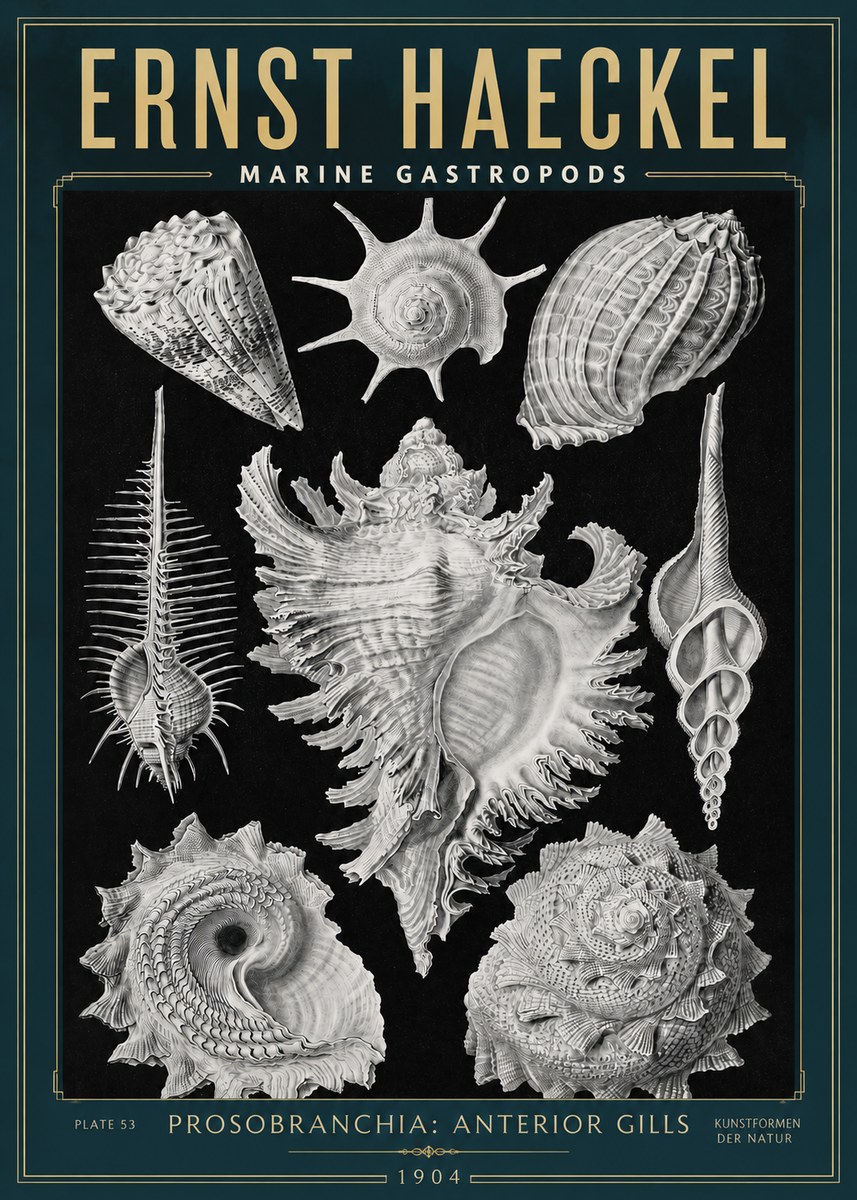 Ernst Haeckel Prosobranchia - Marine Gastropods No3 - Affiche