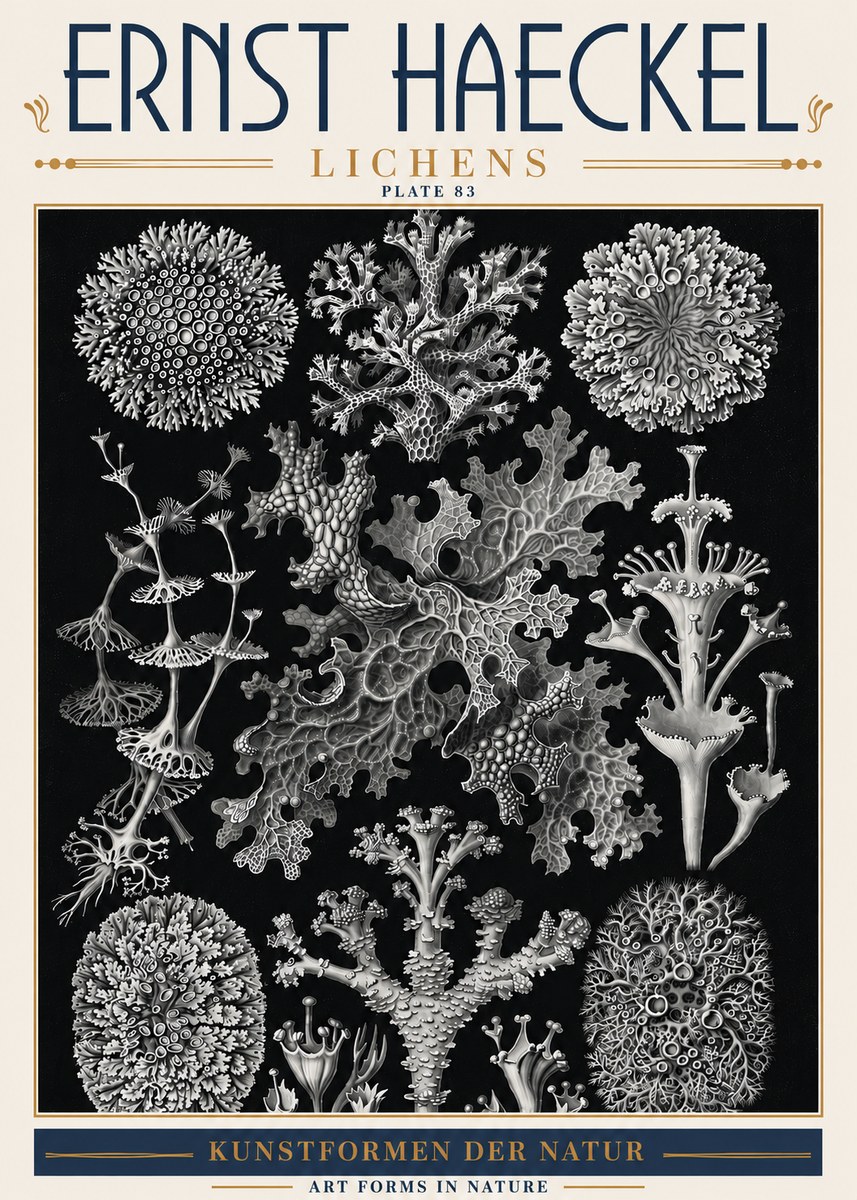 Ernst Haeckel Lichens - Plate 83 No6 - Affiche