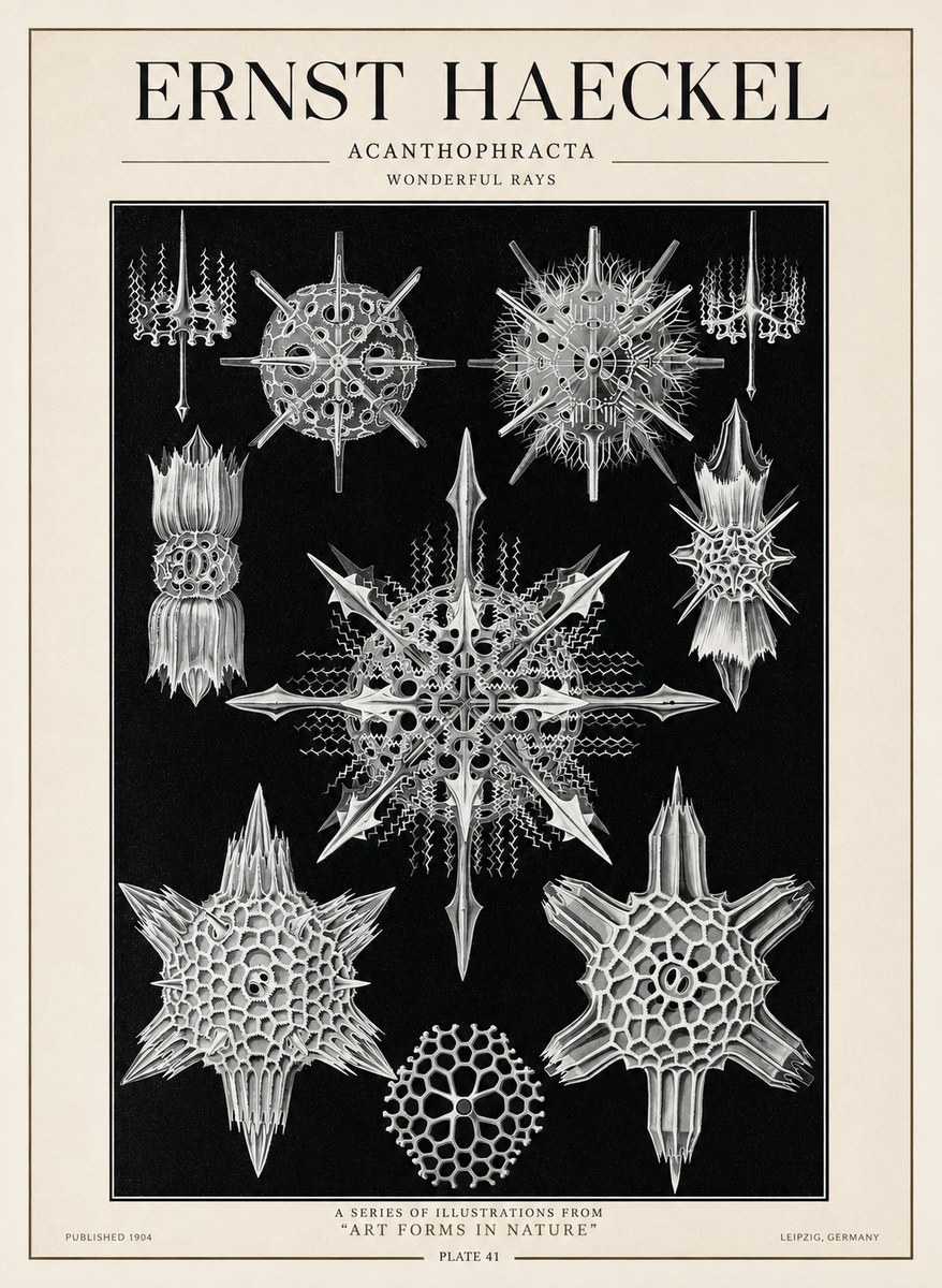 Ernst Haeckel Acanthophracta - Wonderful Rays No1 - Affiche