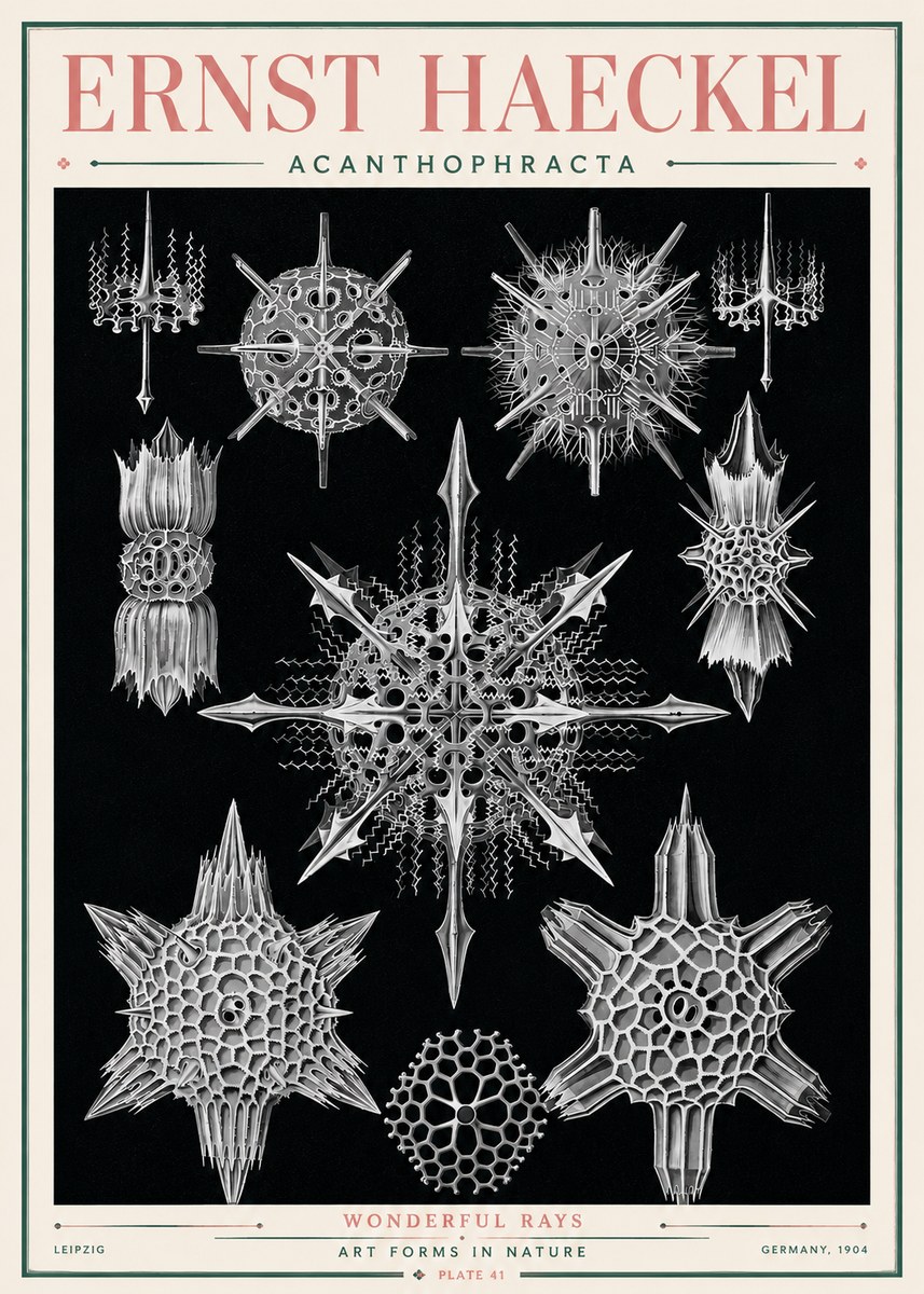 Ernst Haeckel Acanthophracta - Wonderful Rays No3 - Affiche