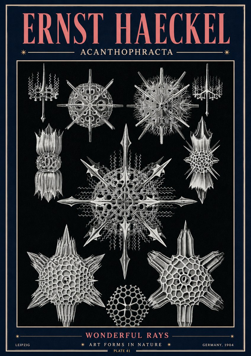 Ernst Haeckel Acanthophracta - Wonderful Rays No4 - Affiche