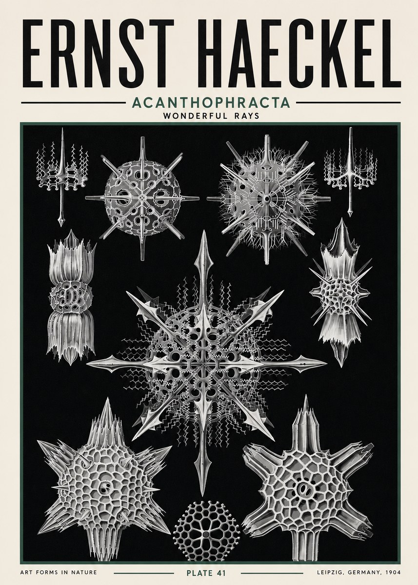 Ernst Haeckel Acanthophracta - Wonderful Rays No5 - Affiche
