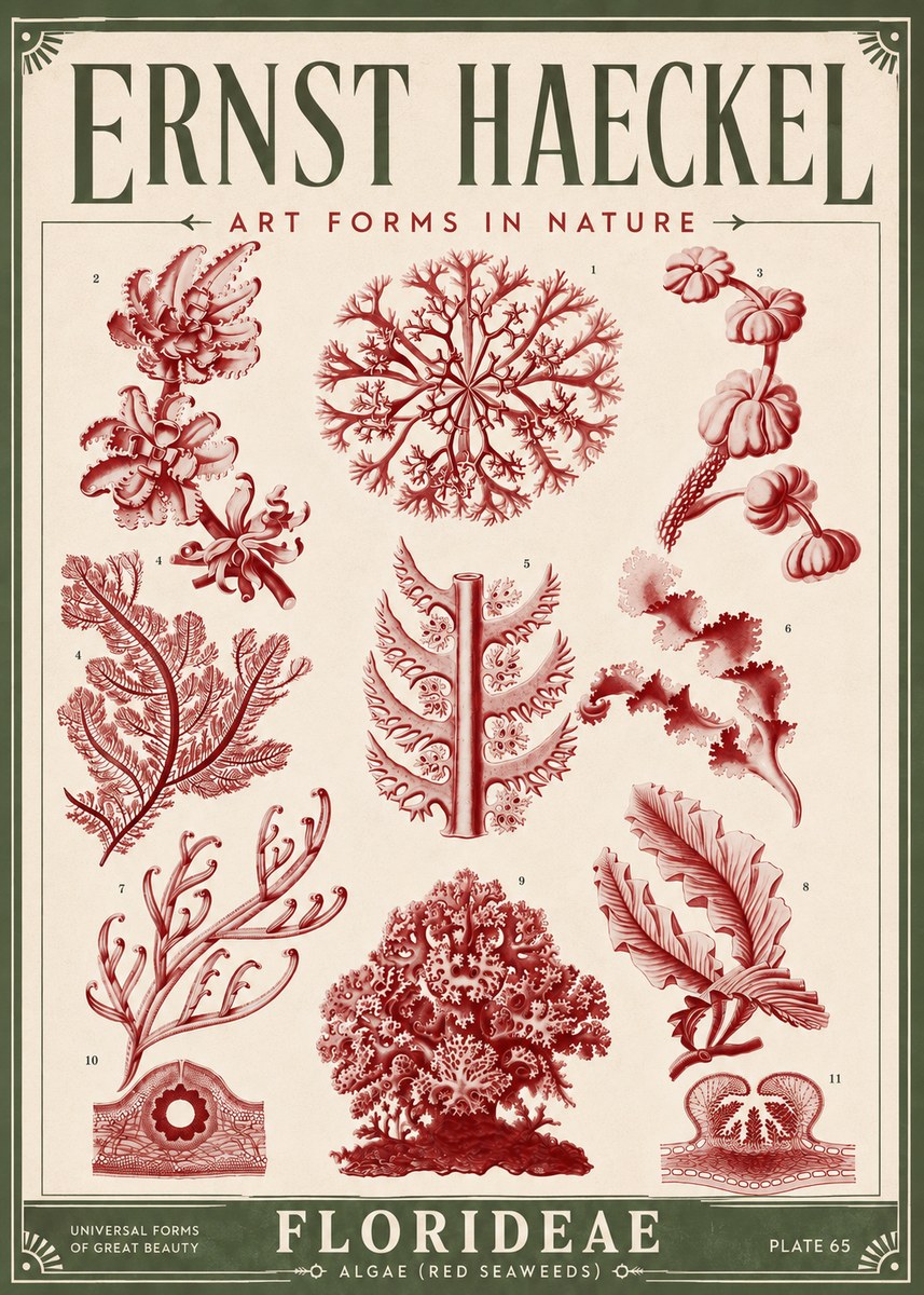 Ernst Haeckel Florideae (Red Seaweeds) No6 - Affiche