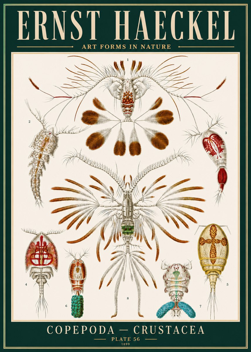 Ernst Haeckel Copepoda — Crustacea Plate 56 No4 - Affiche